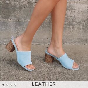 Anthropologie NWT Adapt Light Blue Suede Leather High Heel Sandals size 7.